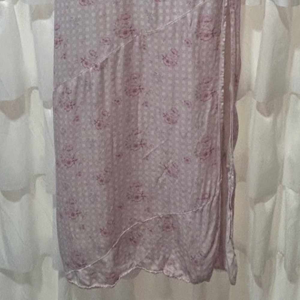 For Love & Lemons Taylor Midi Dress XXS Floral Satin Slit Cottagecore Romantic - Picture 8 of 12